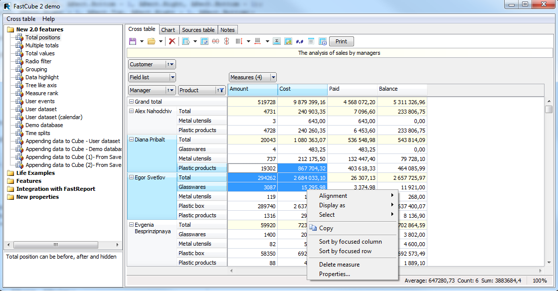 FastCube is a set of fast desktop OLAP components for Delphi/C Builder/Lazarus.