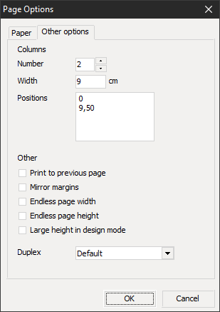 Page options