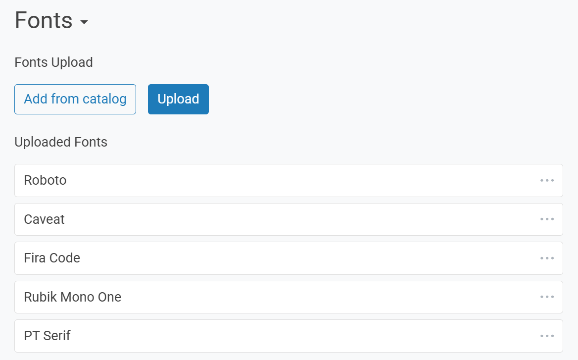 fonts in workspace