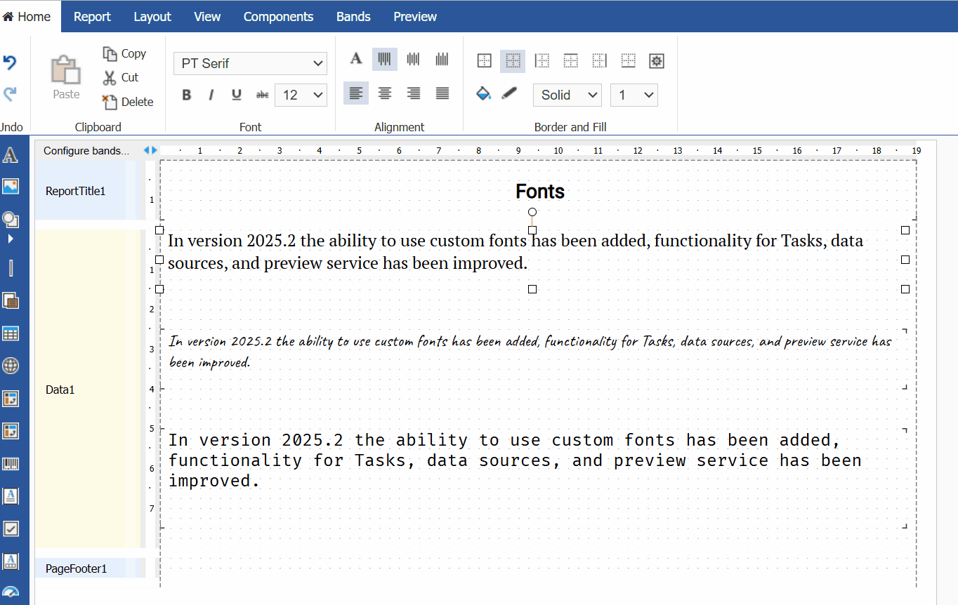 fonts in Designer