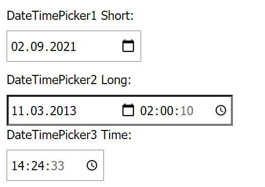 Different DateTimePicker Formats