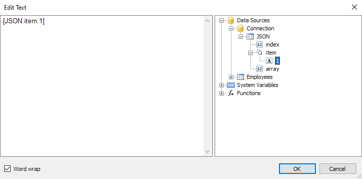 Connecting to JSON (JavaScript Object Notation) | FastReport Desktop