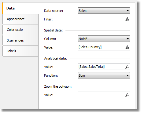 Connecting the map layer to data | FastReport Desktop