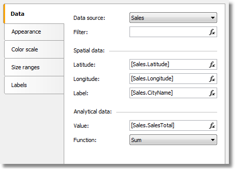 Connecting the map layer to data | FastReport Desktop