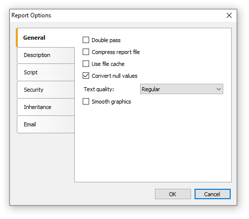 Report options | FastReport Desktop