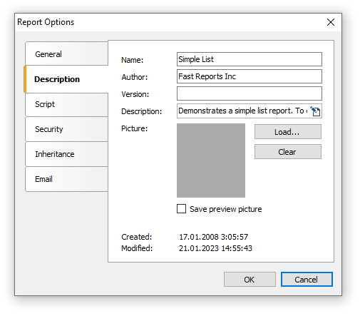 Report options | FastReport Desktop