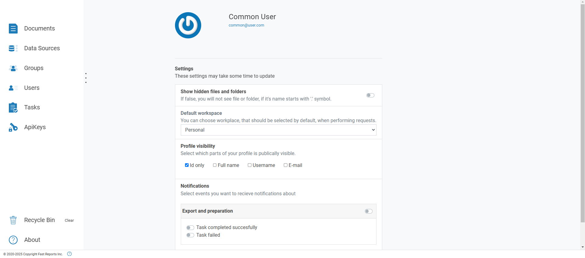 User settings
