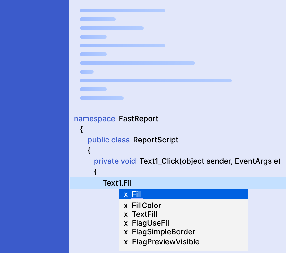 Report Script and IntelliSense