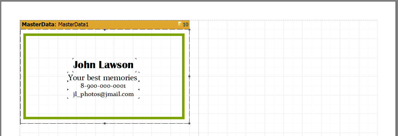 Business card report template.