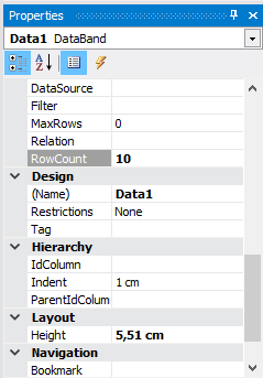 DataBand RowCount property set to 10