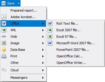 Docx export menu