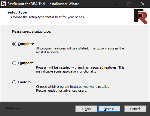 FastReport for DBA installation. Third step.