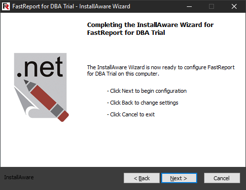FastReport for DBA installation. Sixth step.