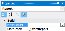 Utwórz event StartReport dla obiektu Report