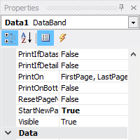 Jeśli dane implikują renderowanie kilku faktur jednocześnie, konieczne jest renderowanie każdej faktury na osobnej stronie. Aby to zrobić, należy dołączyć StartNewPage = True właściwości w DataBand: