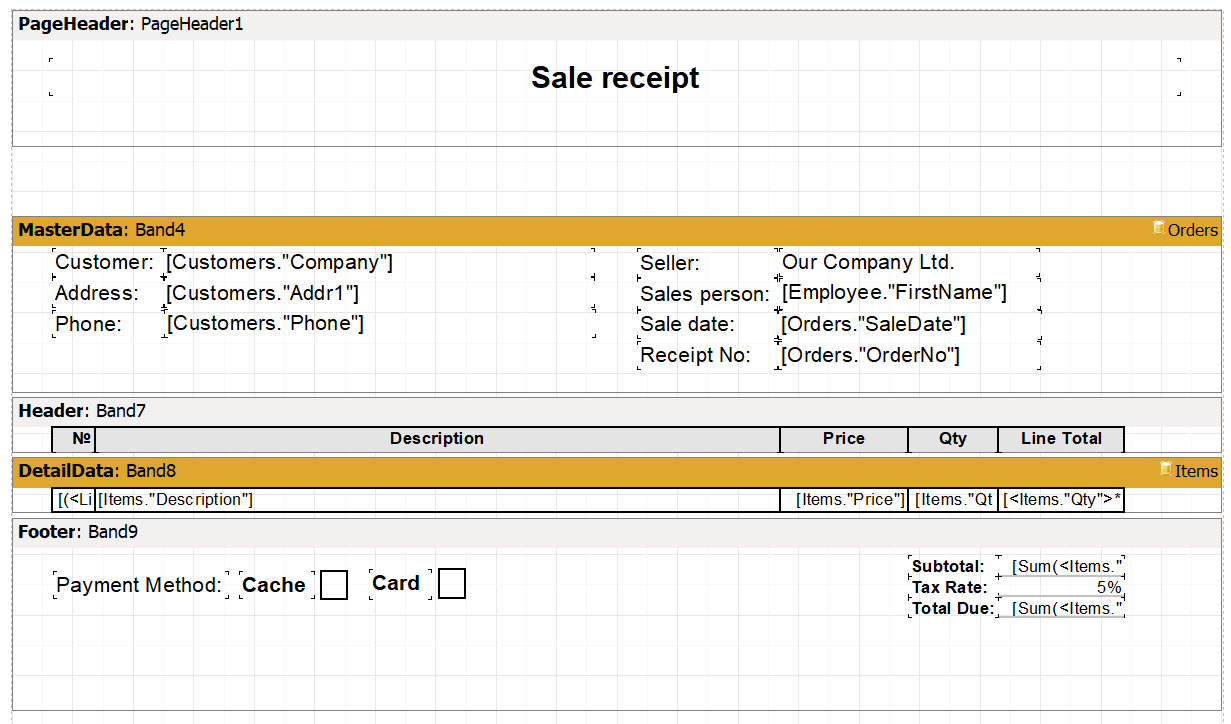 Sales receipt teplate