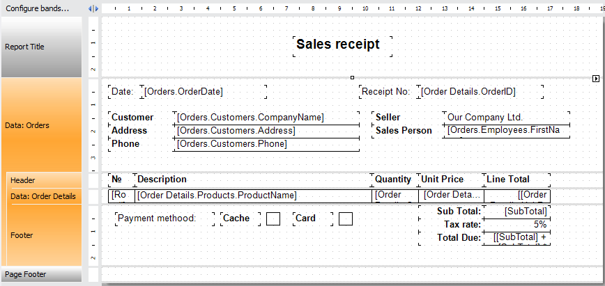 Sales receipt report template