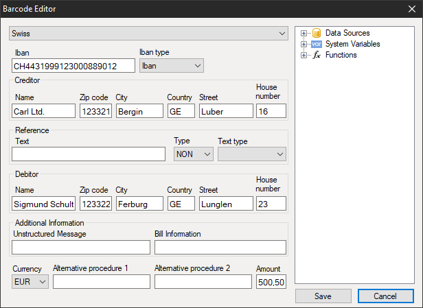 Swiss code options