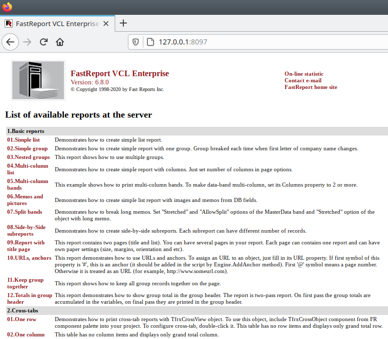 Web reports in Lazarus on Linux