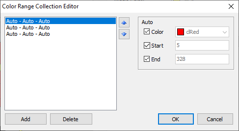 Color ranges collection editor