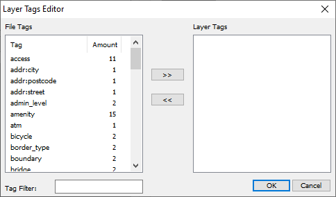 Tag editor of a map layer