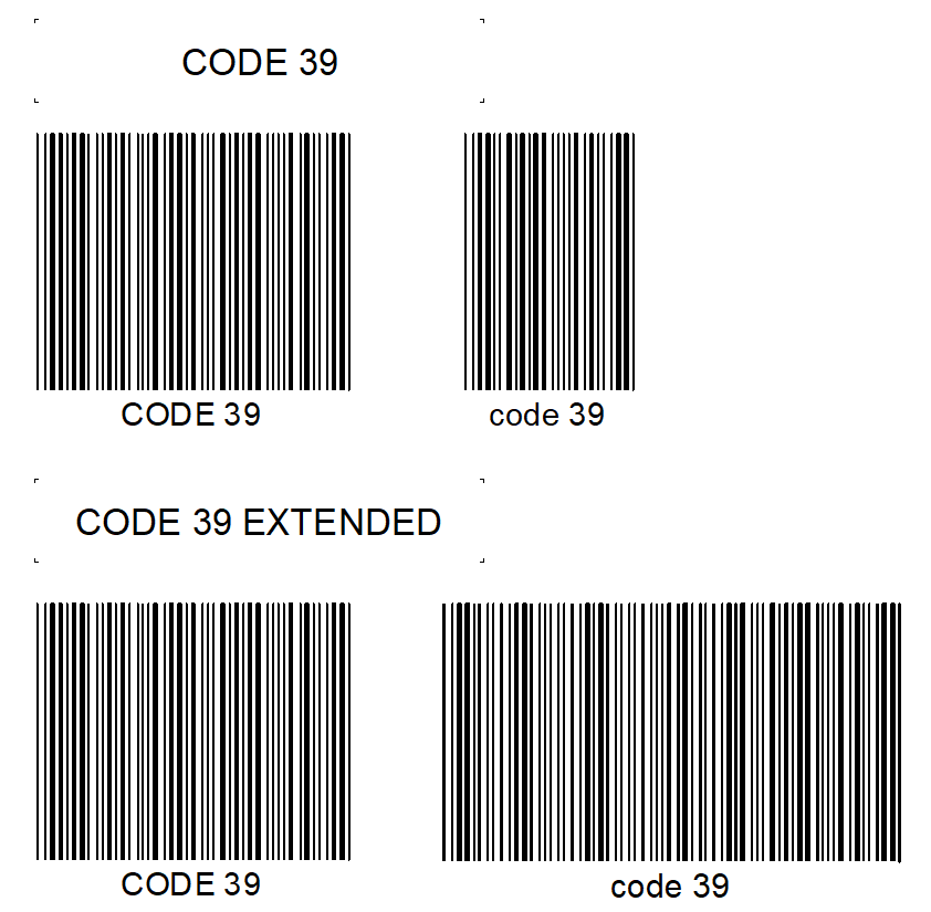 Code 39 and Code 39 extended example
