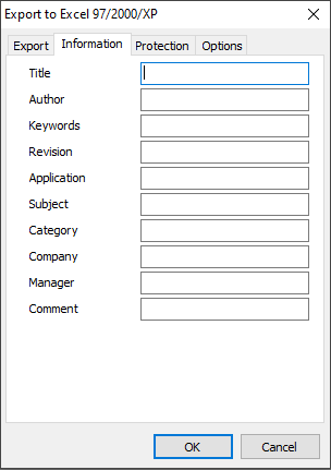 XLS service information settings