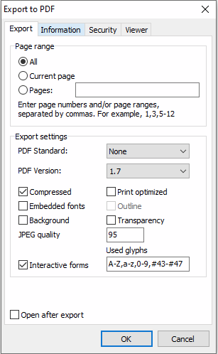 Export in PDF