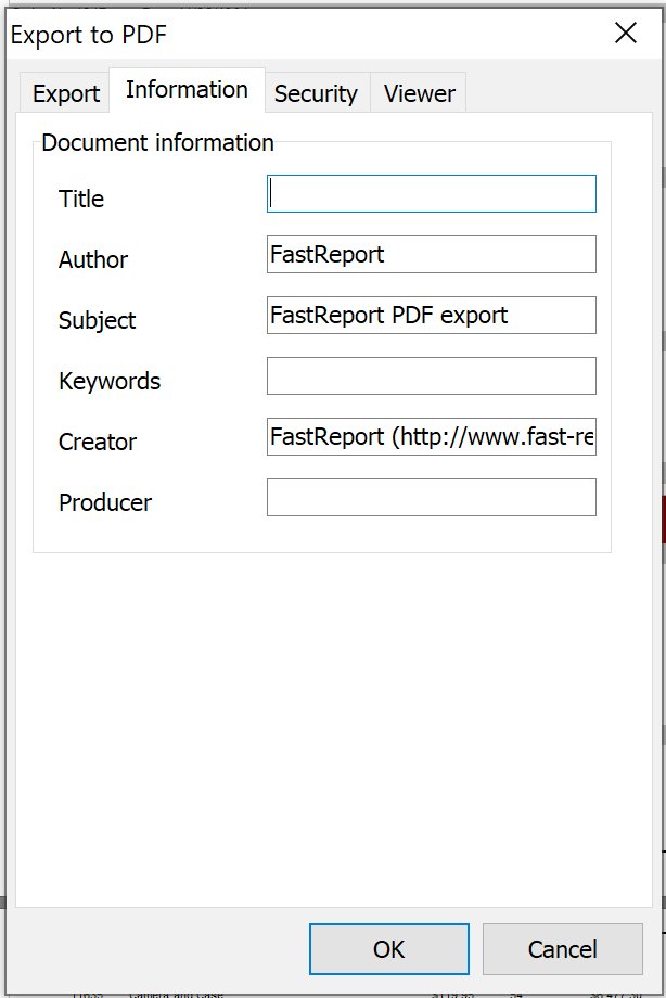 Service information setting of PDF-document