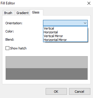 Fill Editor in the form of glass