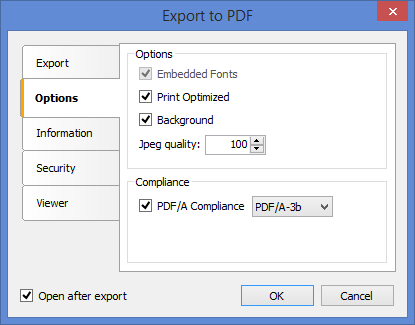 New options of PDF export filter